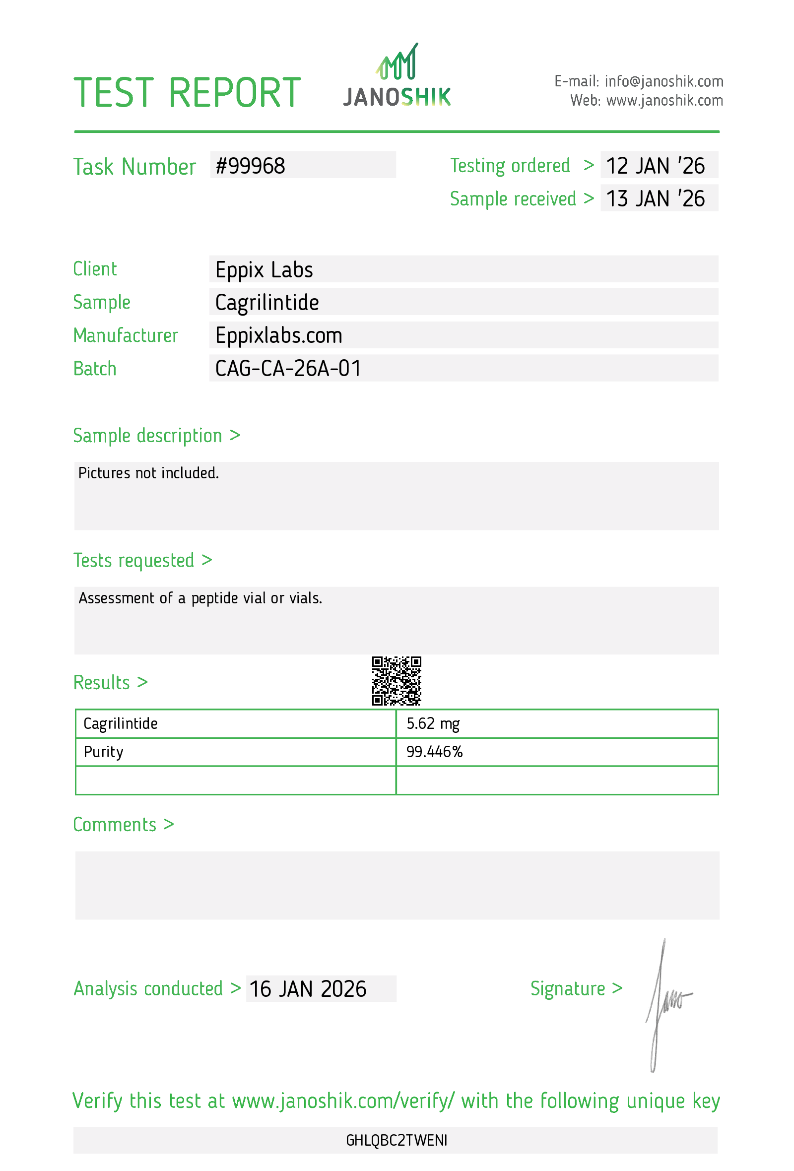 Certificate of Analysis — 10mg — Cagrilintide